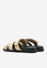 Chypre Sandals in Beige Argile Shiny Lizard Leather