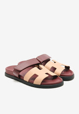 Chypre Sandals in Beige Perlino and Rouge H Calfskin