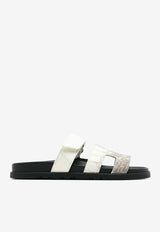 Chypre Sandals in Himalaya Blanc Niloticus Crocodile