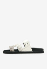 Chypre Sandals in Himalaya Blanc Niloticus Crocodile