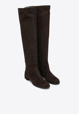 Dolce & Gabbana DG Logo Over-the-Knee Suede Boots Brown CU1217A1275/R_DOLCE-80081