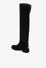 Dolce & Gabbana DG Logo Over-the-Knee Suede Boots Black CU1217A1275/R_DOLCE-80999