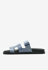 Chypre Sandals in Bleu Mer Shiny Alligator Leather