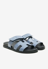 Chypre Sandals in Bleu Mer Shiny Alligator Leather