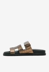 Chypre Sandals in Dore Antique Metallic Alligator Leather