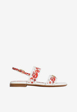 Dolce & Gabbana Kids Girls Majolica Print Calfskin Sandals Multicolor D10819 AX450 IH3TN