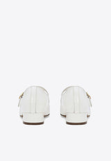 Dolce & Gabbana Kids Girls DG Ballet Flats in Patent Leather D11034 A1328 87682 White