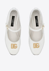 Dolce & Gabbana Kids Girls DG Ballet Flats in Patent Leather D11034 A1328 87682 White