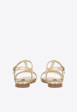 Dolce & Gabbana Kids Girls DG Leather Sandals D11155 A5439 87601 Gold