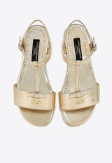 Dolce & Gabbana Kids Girls DG Leather Sandals D11155 A5439 87601 Gold