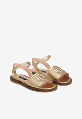 Dolce & Gabbana Kids Girls Logo Leather Sandals D11308 A1253 8H944 Gold