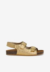 Dolce & Gabbana Kids Girls DG Logo Leather Sandals D11320 AU138 8H944 Gold