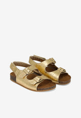 Dolce & Gabbana Kids Girls DG Logo Leather Sandals D11320 AU138 8H944 Gold