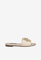 Dolce & Gabbana Kids Girls DG Logo Satin Slides D11325 AY696 87610 Gold