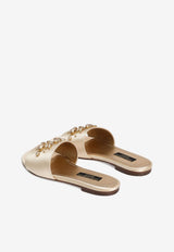 Dolce & Gabbana Kids Girls DG Logo Satin Slides D11325 AY696 87610 Gold