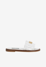 Dolce & Gabbana Kids Girls DG Logo Flat Sandals in Nappa Leather White D11373 A1850 80001