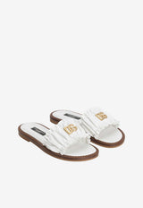 Dolce & Gabbana Kids Girls DG Logo Flat Sandals in Nappa Leather White D11373 A1850 80001