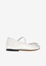 Dolce & Gabbana Kids Girls Crystal-Embellished Ballet Flats Silver D11376 AX261 80998