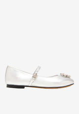 Dolce & Gabbana Kids Girls Crystal-Embellished Ballet Flats Silver D11376 AX261 80998
