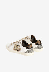 Dolce & Gabbana Kids Girls DG Logo Patch Low-Top Sneakers White D11386 AX268 80995