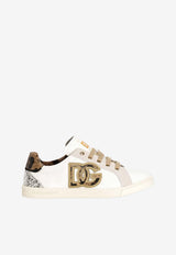 Dolce & Gabbana Kids Girls DG Logo Patch Low-Top Sneakers White D11386 AX268 80995