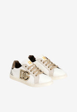 Dolce & Gabbana Kids Girls DG Logo Patch Low-Top Sneakers White D11386 AX268 80995