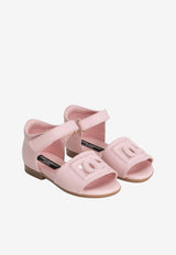 Dolce & Gabbana Kids Baby Girls DG Logo Calf Leather Sandals Pink D20102 A1735 80400