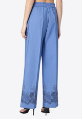 P.A.R.O.S.H Elastic-Waist Pants with Floral-Embroidery Light Blue D232444CO/Q_PAROS-046