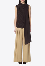 P.A.R.O.S.H Silk Blouse with Wrap-Around Scarf Brown D311642VI/Q_PAROS-086