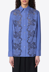 P.A.R.O.S.H Long-Sleeved Shirt with Floral-Embroidery Blue D381222CO/Q_PAROS-046