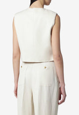 P.A.R.O.S.H Sleeveless Cropped Waistcoat Beige D410047GVI/S_PAROS-003