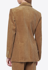 P.A.R.O.S.H Ribbed Velvet Double-Breasted Blazer Camel D420266CO/R_PAROS-006