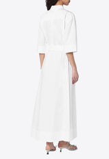 P.A.R.O.S.H Maxi Shirt Dress with Floral Embroidery White D726019CO/Q_PAROS-001