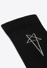 Rick Owens DRKSHDW Pentagram Ankle Socks Black DA02E7468SOCKC/R_DARKS-908