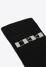 Rick Owens DRKSHDW Logo Print Ankle Socks Black DA02E7469SOCKC/R_DARKS-908