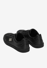 Dolce & Gabbana Kids Boys Logo Plaque Leather Low-Top Sneakers Black DA5300 A1048 80999