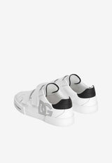 Dolce & Gabbana Kids Boys Studded DG Logo Leather Sneakers White DA5332 A1196 89697