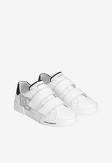 Dolce & Gabbana Kids Boys Studded DG Logo Leather Sneakers White DA5332 A1196 89697
