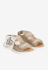 Dolce & Gabbana Kids Girls Logo Canvas Sandals Beige DA5345 AW520 8H065