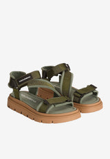 Dolce & Gabbana Kids Boys Logo Patch Sandals Green DA5350 A5555 8B612