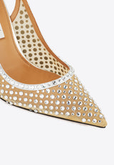 Aquazzura Bow Tie Crystal 105 Tulle Pumps DCTHIGP0-NPU-CCC Silver