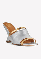 Malone Souliers Demi 80 Metallic Leather Mules Silver DEMI WEDGE 80-2 SILVER/GOLD