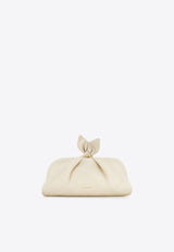 Aquazzura Bow Tie Clutch in Nappa Leather DENCLUC1-NAP-LTL White