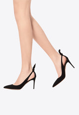 Aquazzura Bow Tie 85 Suede Pumps DENMIDP0-SUE-000 Black