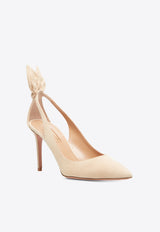 Aquazzura Bow Tie 85 Suede Pumps DENMIDP0-SUE-ECA Beige