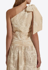 Dahlia Bianca River Embroidered Cropped Top Beige DHB10107360-108_BEIGE MULT