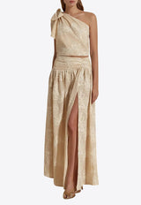 Dahlia Bianca River Embroidered Cropped Top Beige DHB10107360-108_BEIGE MULT