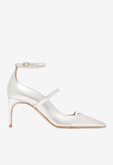 Malone Souliers Diaz 70 Metallic Leather Pumps Silver DIAZ 70-1 SILVER/SILVER