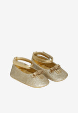 Dolce & Gabbana Kids Baby Girls Glittered Ballet Flats Gold DK0065 AA745 87610