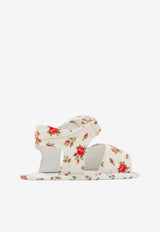 Dolce & Gabbana Kids Baby Girls Floral Canvas Sandals White DK0157 A0231 HA5XJ
